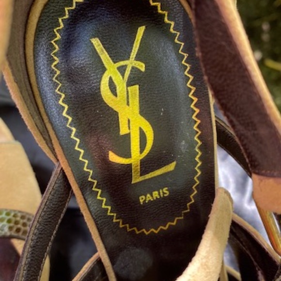 YSL Light Brown suede upper w/ snakeskin accents - Picture 4 of 5